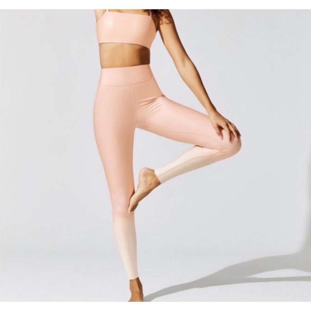 Carbon38 Crystalline Full Length Pink‎ Ombre Leggings Medium Athleisure Gym Yoga